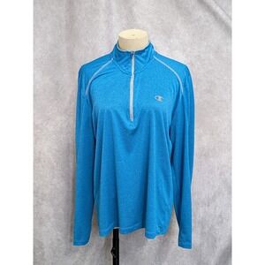 Champion Vapor Powertrain Womens Blue Quarter Zip Pullover Athletic Top Size M